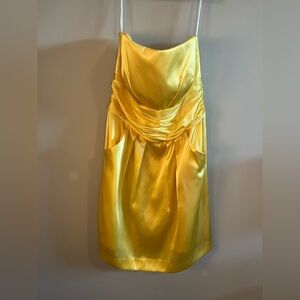 David's Bridal Yellow Strapless Empire Pocketed Dress Size 10